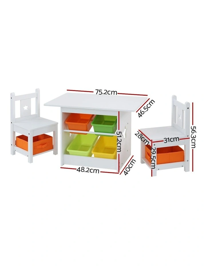 Table and Chairs 3 Piece Set in White