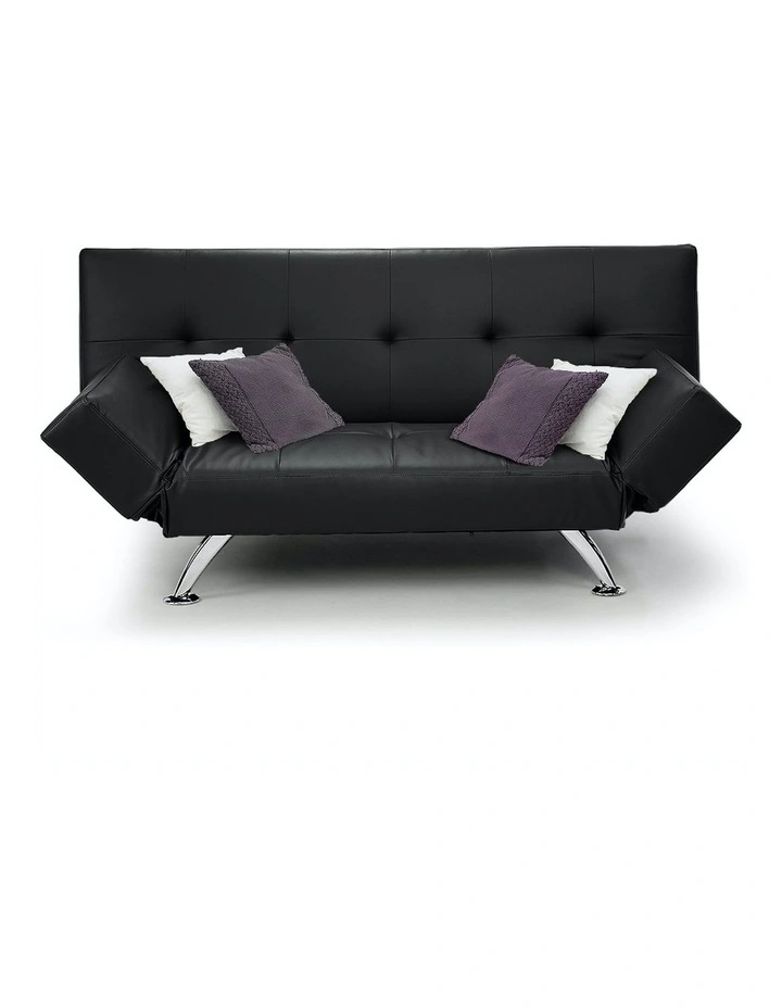 Sarantino 3 Seater Faux Leather Sofa Bed Lounge Black