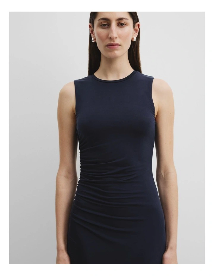 Cupro Jersey Racerback Dress in Deep Navy