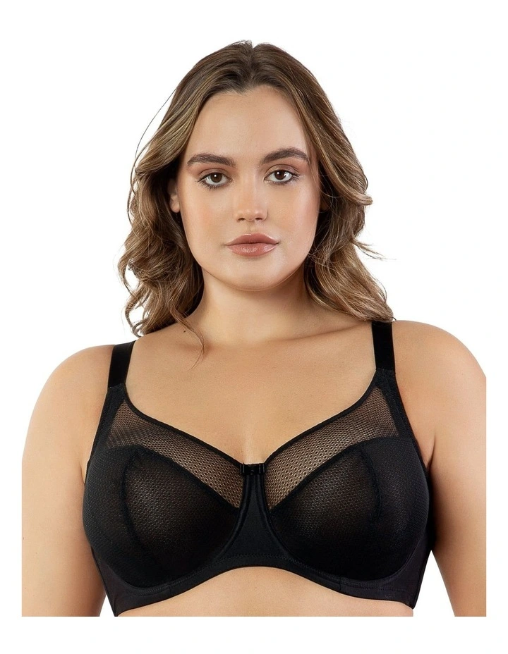 Paige Geometric Lace Unlined Underwire Full Bust Bra in Black