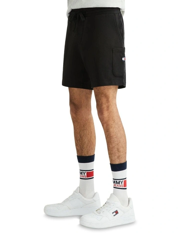 Badge Cargo Beach Short in Black