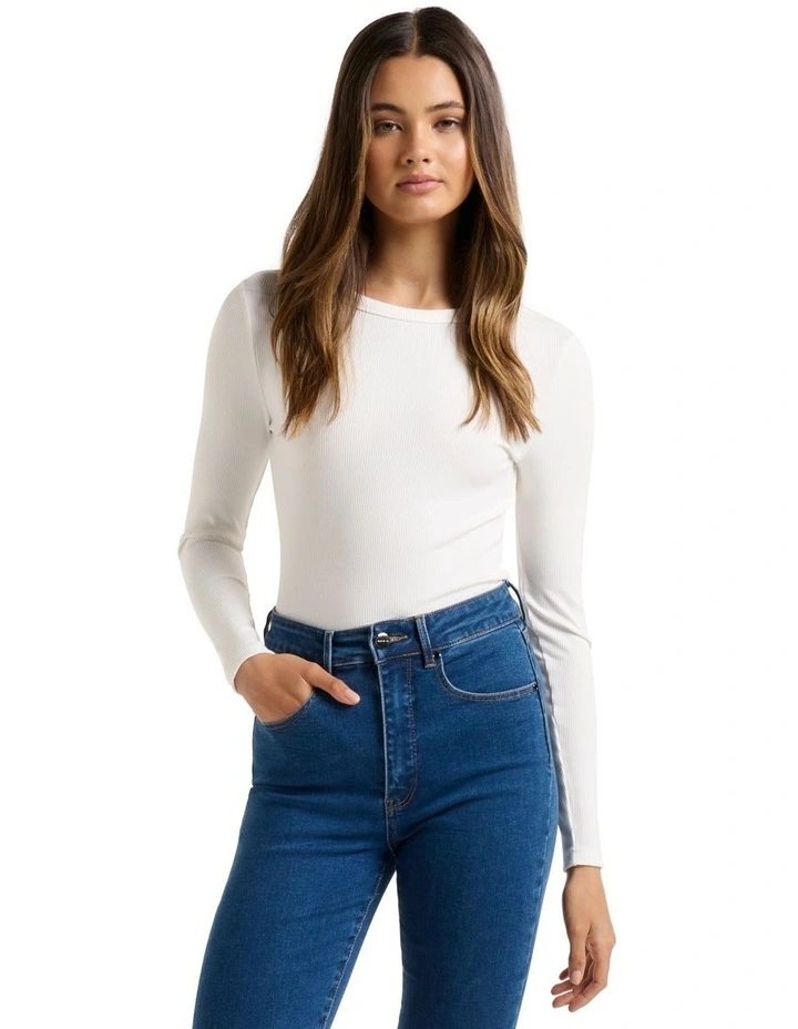 Darcy Crew Neck Top in Porcelain