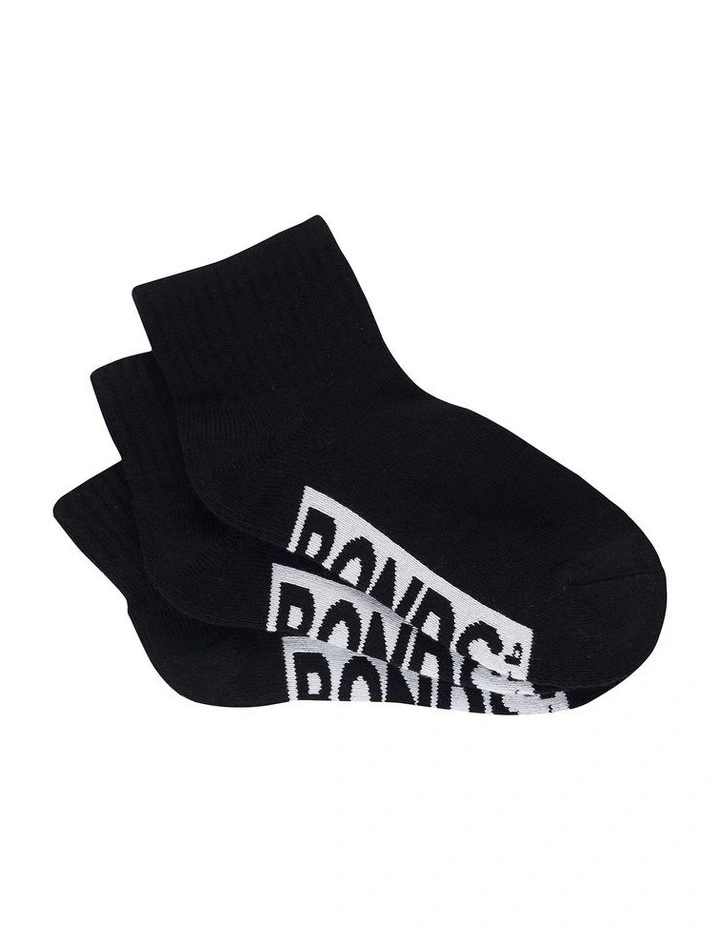 Kids Cushioned Quarter Crew 3 Pack in Black
