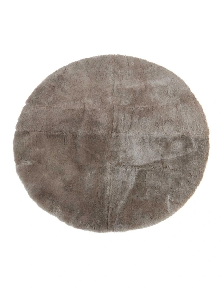 Round Lambskin Play Mat/Tummy Time Rug in Taupe