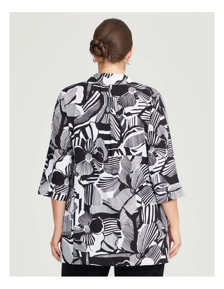 Natural Abstract Flower Shirt in Print