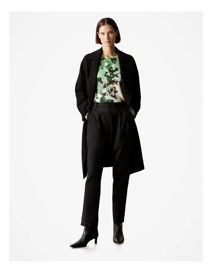 Pima Cotton Blurred Floral T-shirt in Dark Green
