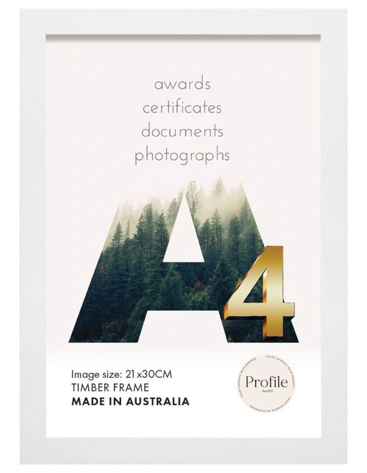 Australia Made Certificate Photo Frame A4 (6 Pack) in White