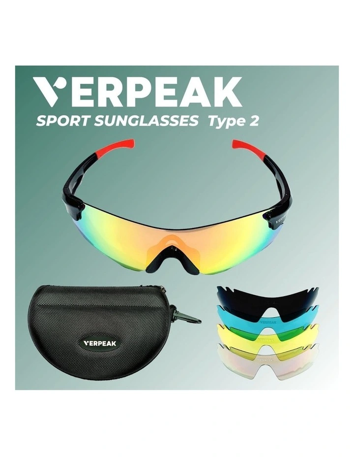 Sport Sunglasses UV400 Interchangeable Lens Breathable Type 2 in Black