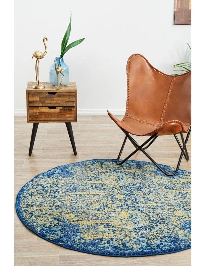 Radiance 411 Round Rug In Royal Blue
