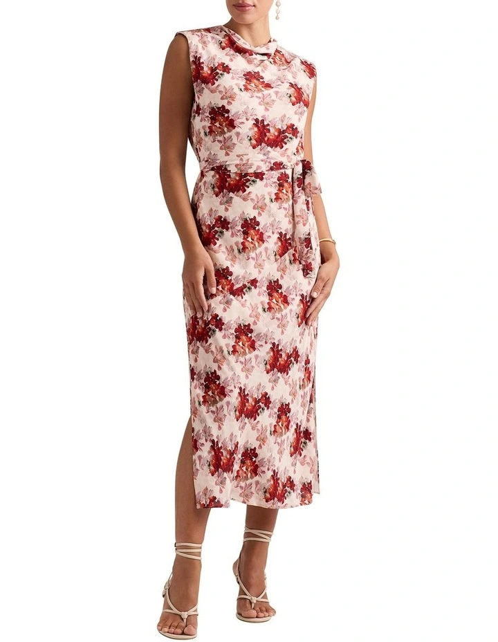 Brigita Sleeveless Silk Dress in Marbles Multi