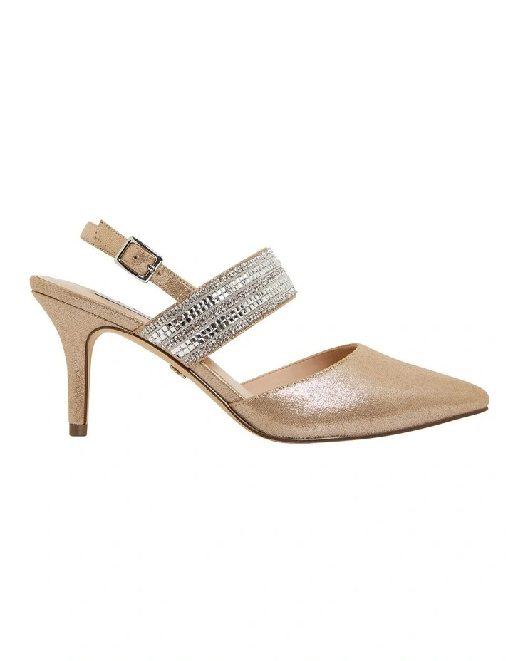 Nina Taupe Reflective Suede Pump