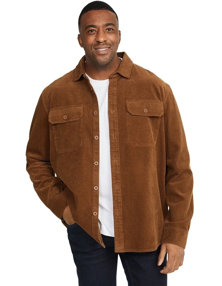 Stan Cord Overshirt in Tan