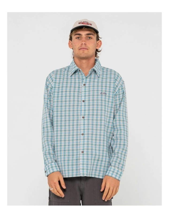 Datsun Check Long Sleeve Shirt in Blue