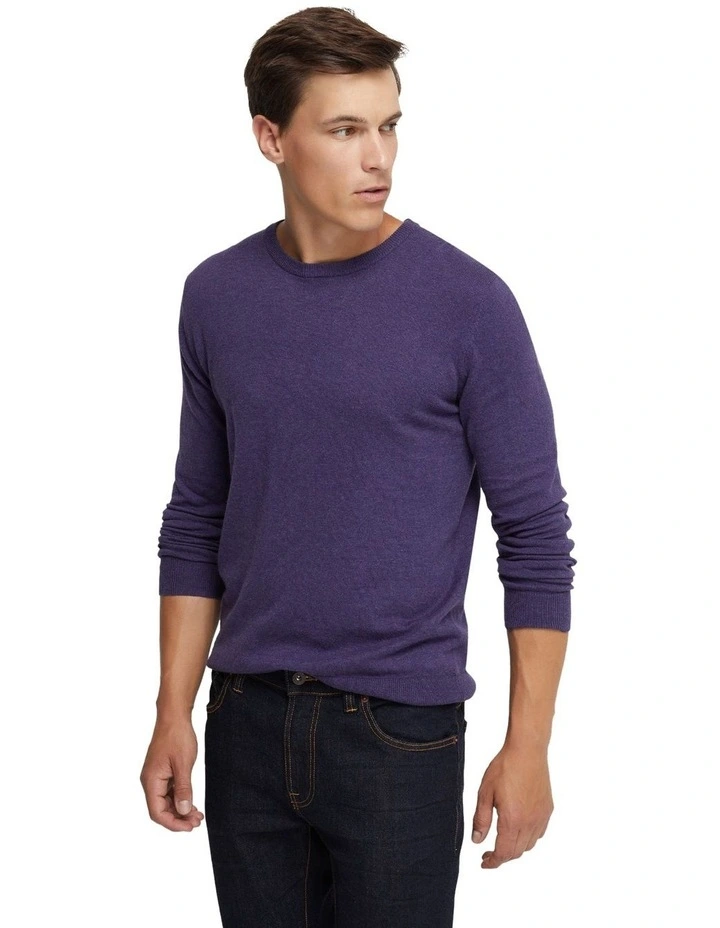 Crew Neck Cotton Cashmere Knit in Indigo