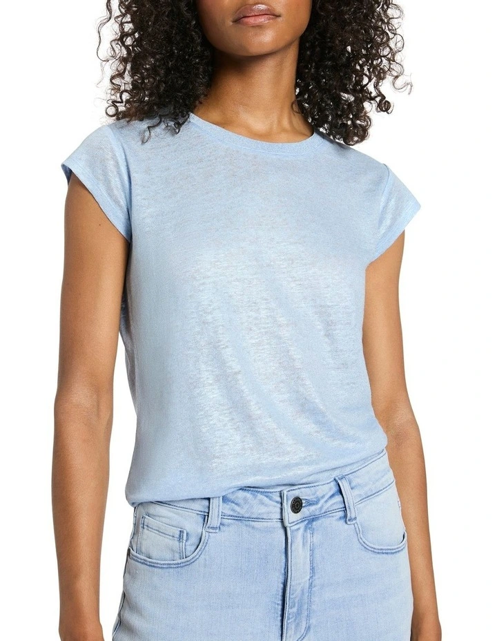 As Love Glows Foil Linen Tee in Sky