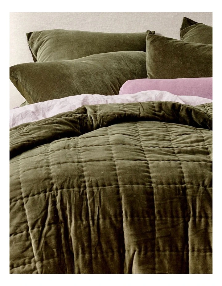 Luxury Velvet Coverlet in Caper