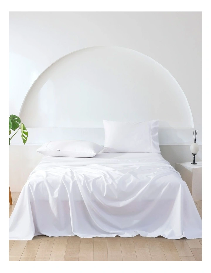 500 Thread Count Cotton Sateen Single Bed Sheet Set in White