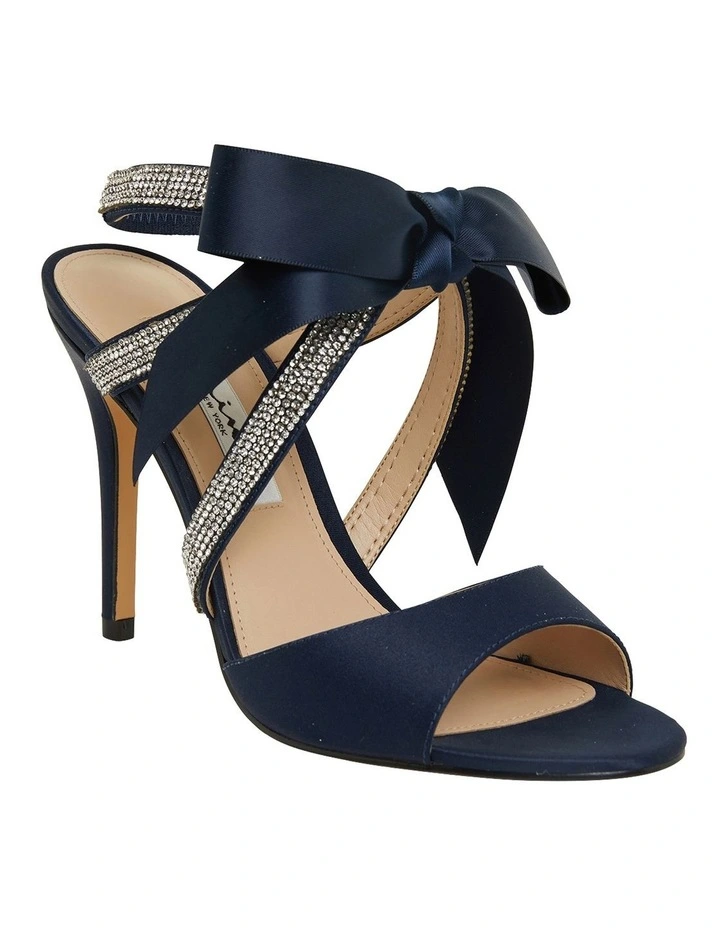 Claudia New Navy Satin Sandals
