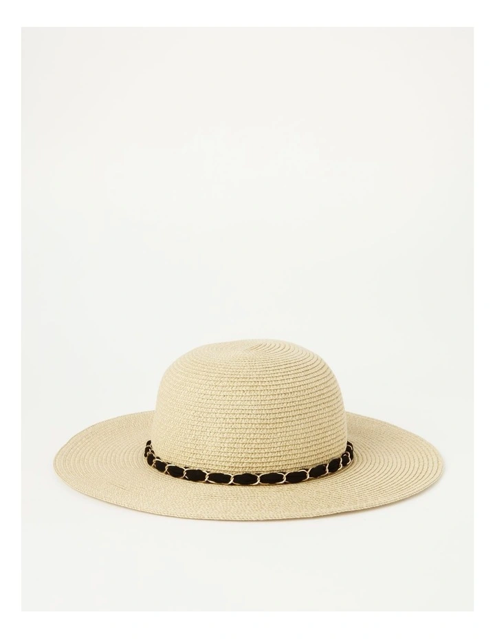 Chain Detail Summer Hat in Natural