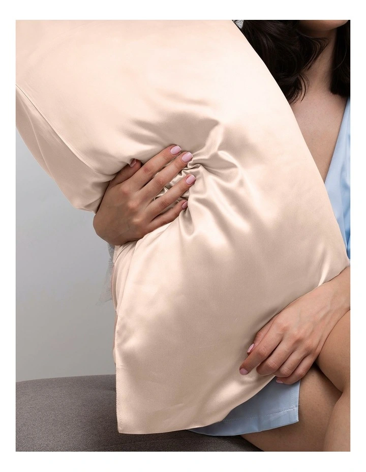 Luxury Satin Pillowcase Twin Pack with Gift Box in Champagne Pink