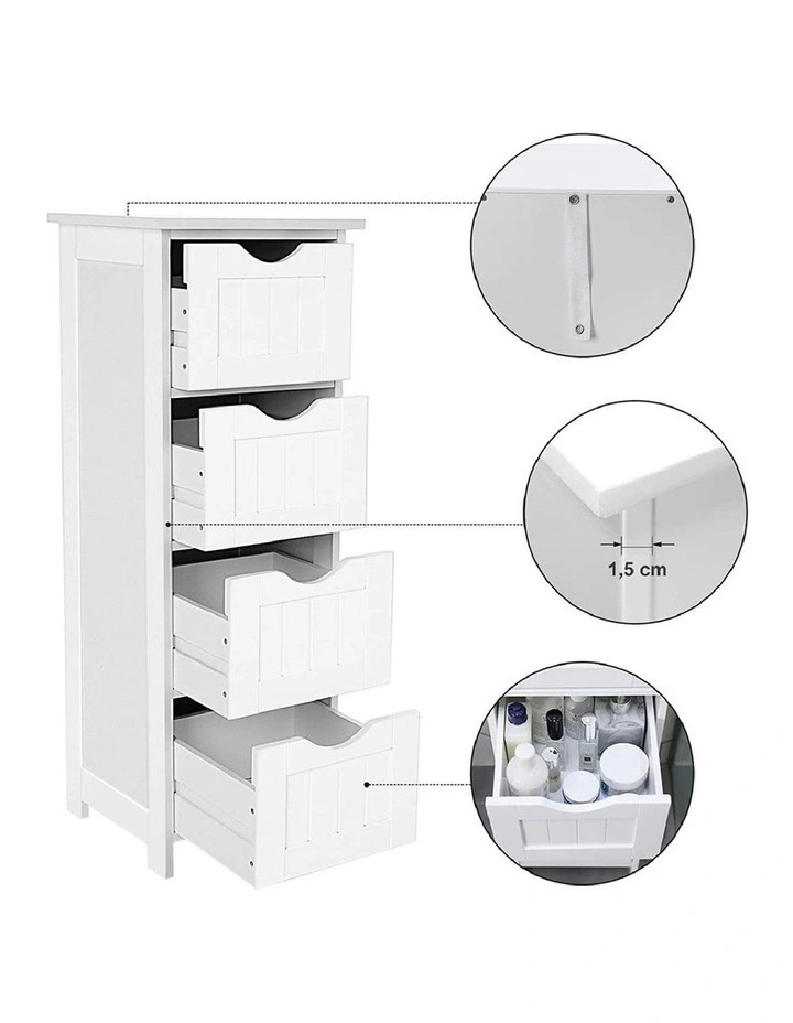Floor Cabinet with 4 Drawers in White