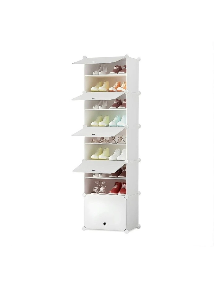 8 Tier Shoe Rack Organizer in White