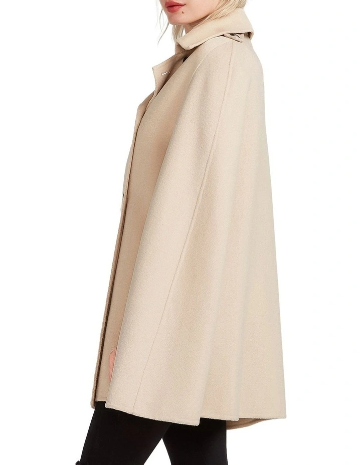 On My Mind Wool Blend Cape in Beige