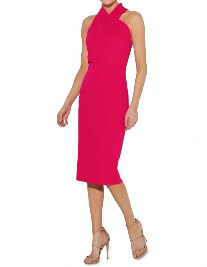 Halo Halter Dress in Hot Pink