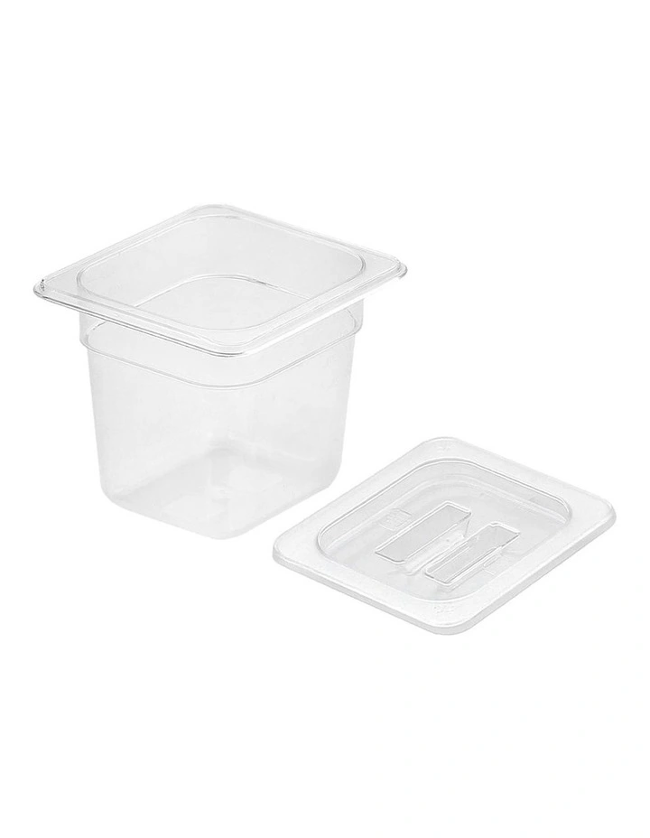 Gastronorm Pan 1/6 Food Tray with Lid 150mm in Clear