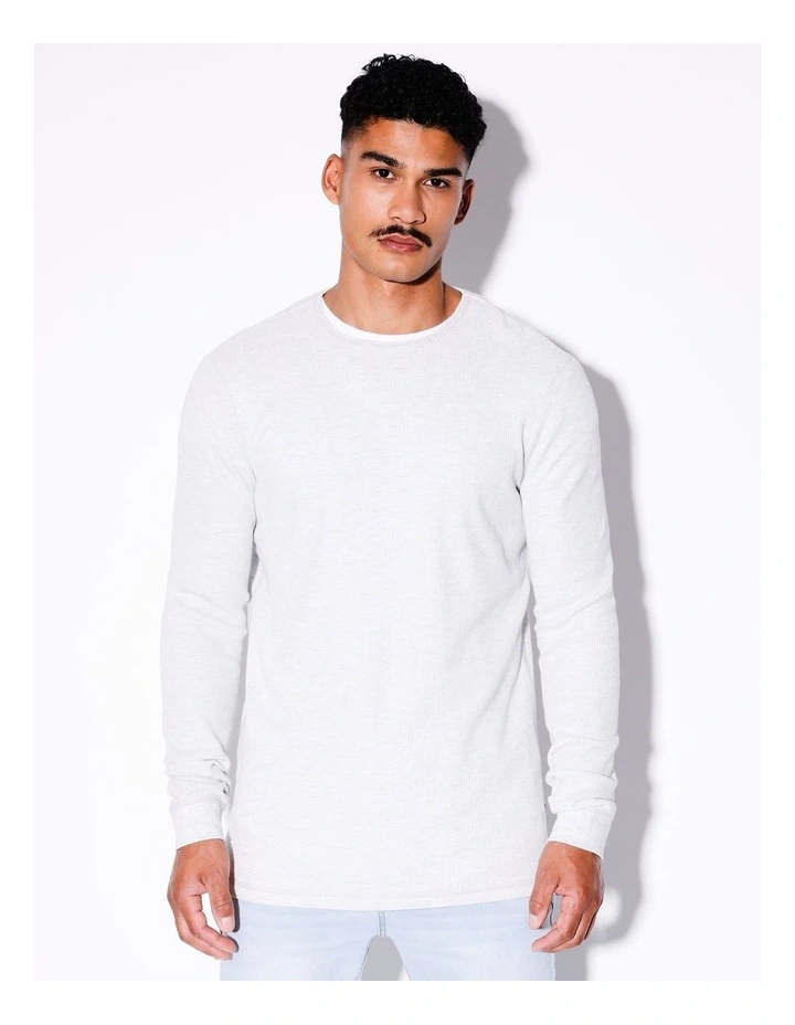 Oliver Long Sleeve Waffle Tee in Grey