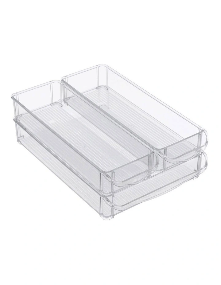 3PK 30x20cm Crystal Fridge/Pantry Kitchen Food BPA Free Tray Clear