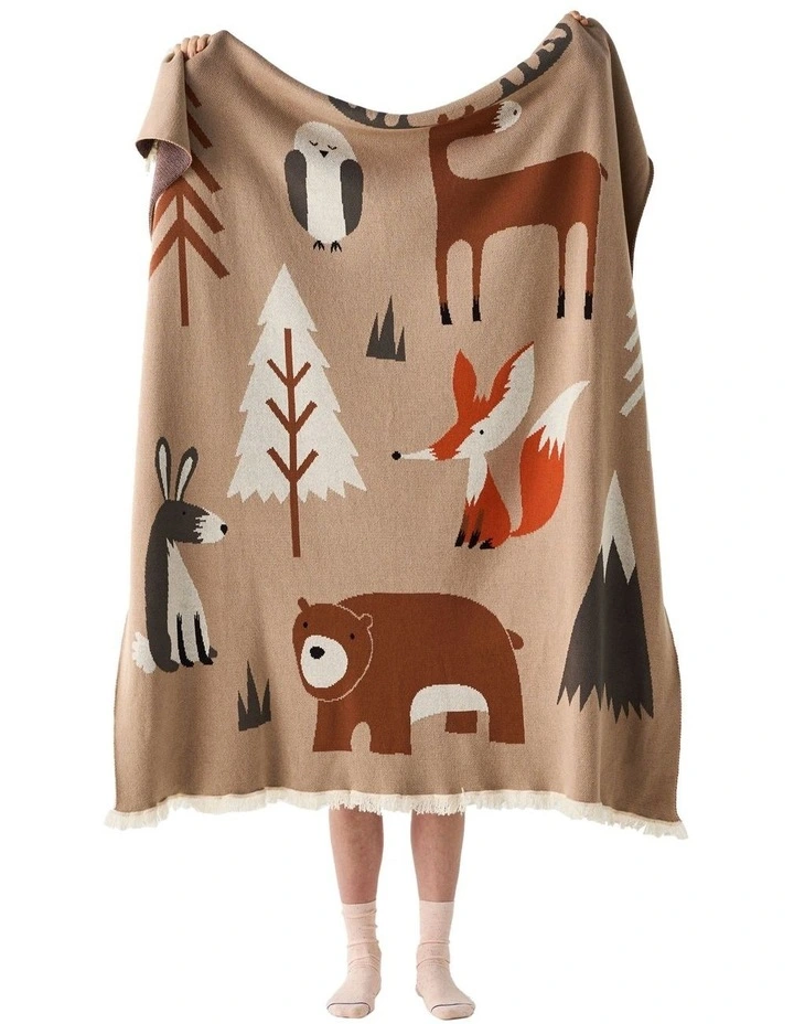 Woodland Winter Throw in Brown