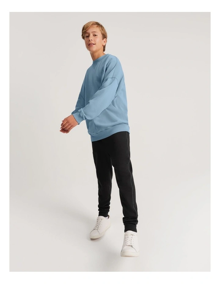 Australian Cotton Teen Circle Logo Sweat in Faded Blue