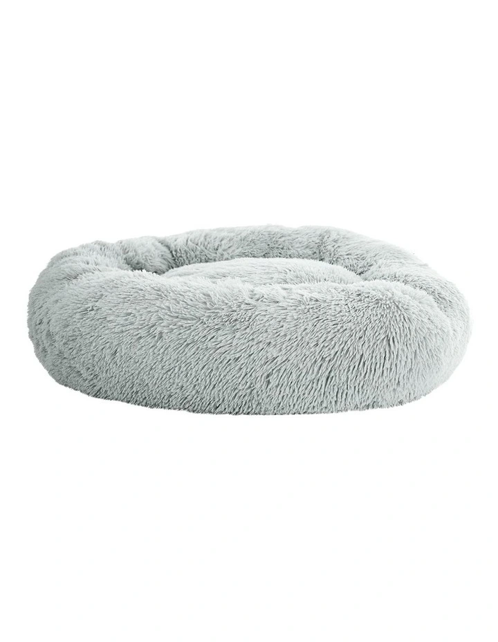 Calming Plush Pet Bed Large 90cm in Light Grey