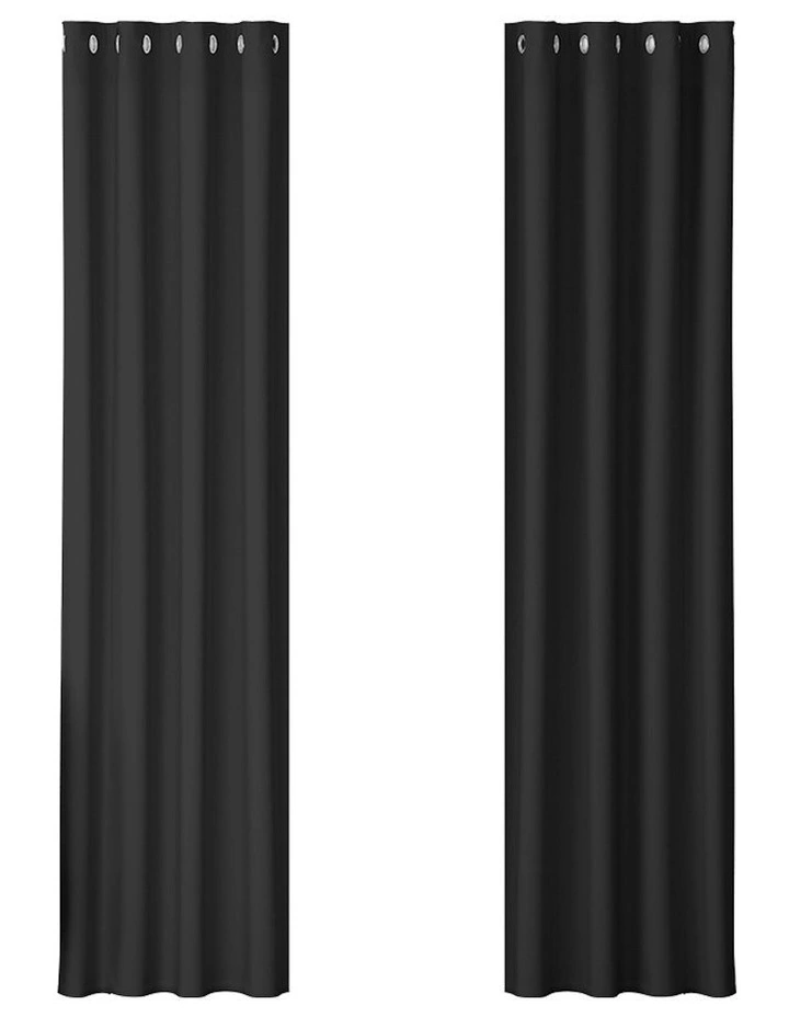 Blockout Curtain Eyelet 140x230cm x2 in Black