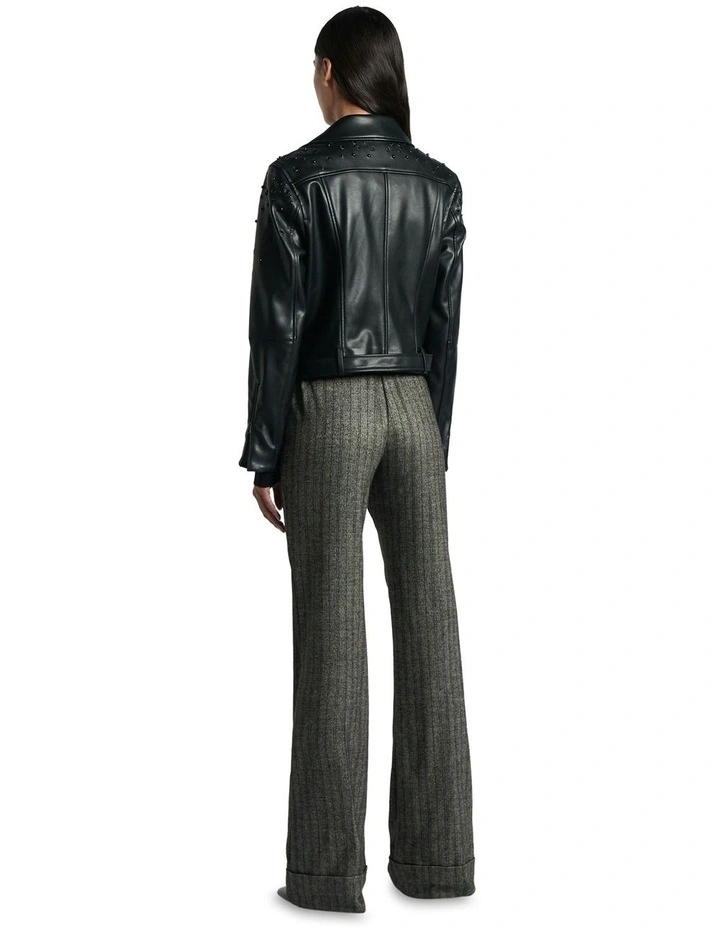 Embellished Biker Jacket in Black