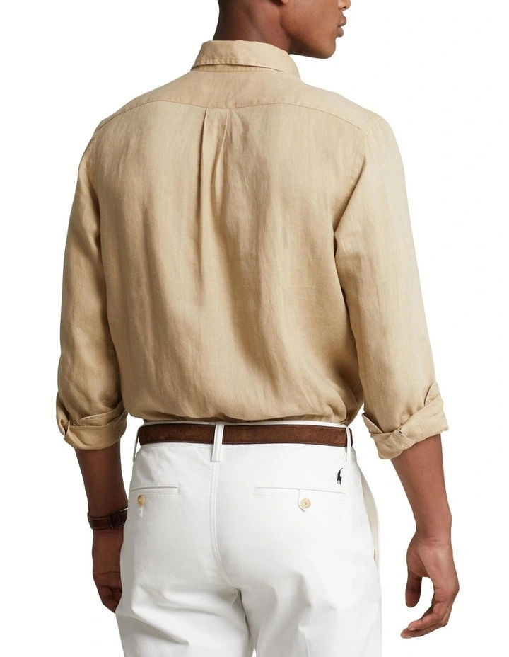 Classic Fit Linen Shirt in Beige