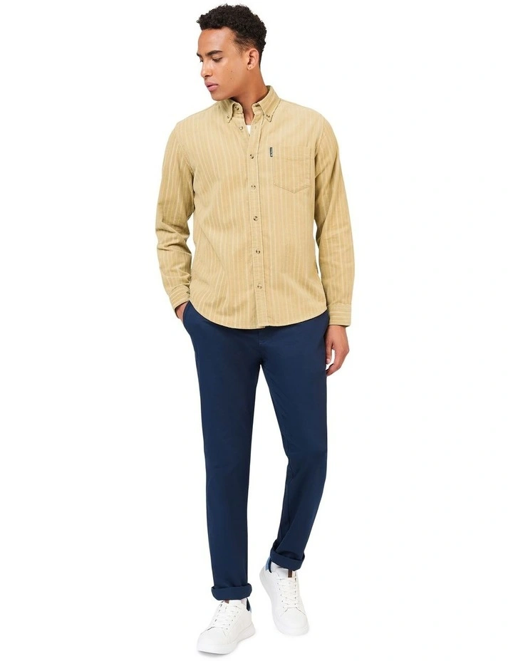 Cord Long Sleeve Shirt in Beige