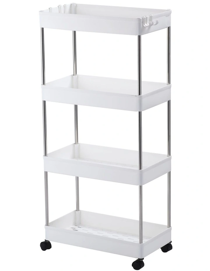 4 Tiered Home Storage Cart Organiser 40x22x86cm in White