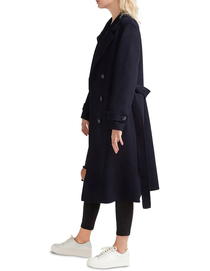 Front Runner Belted Coat in Navy