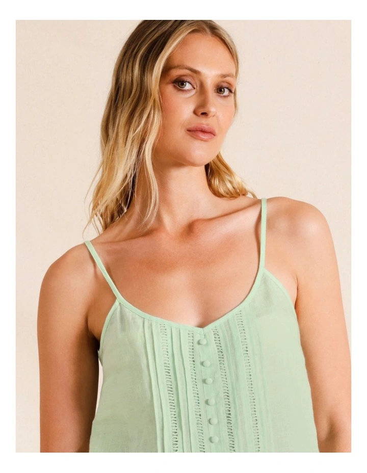 Pintuck Strappy Camisole in Mint