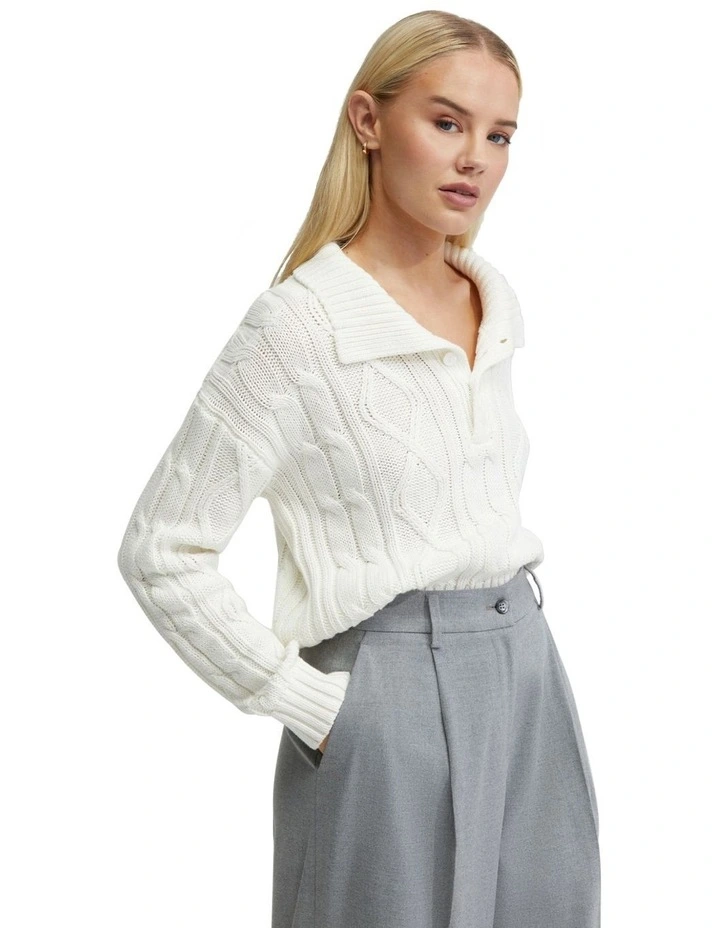 Ivy Cable Knit Top in Ivory
