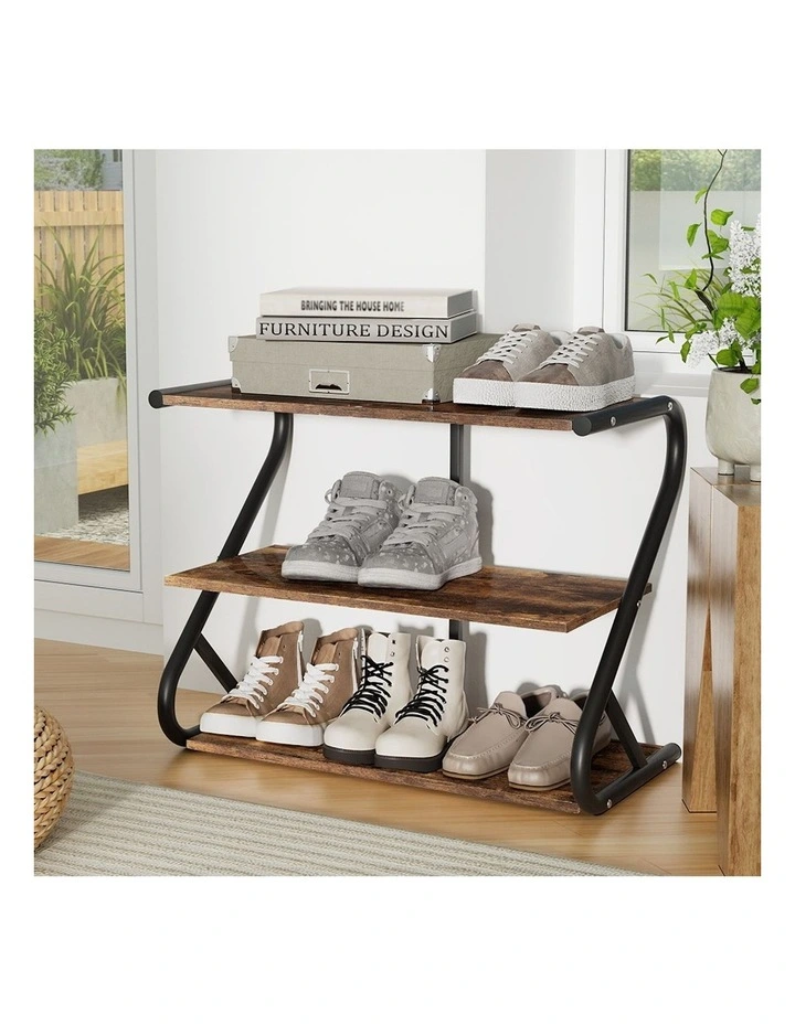 3 Tiers Shoe Storage Stand 65cm in Brown
