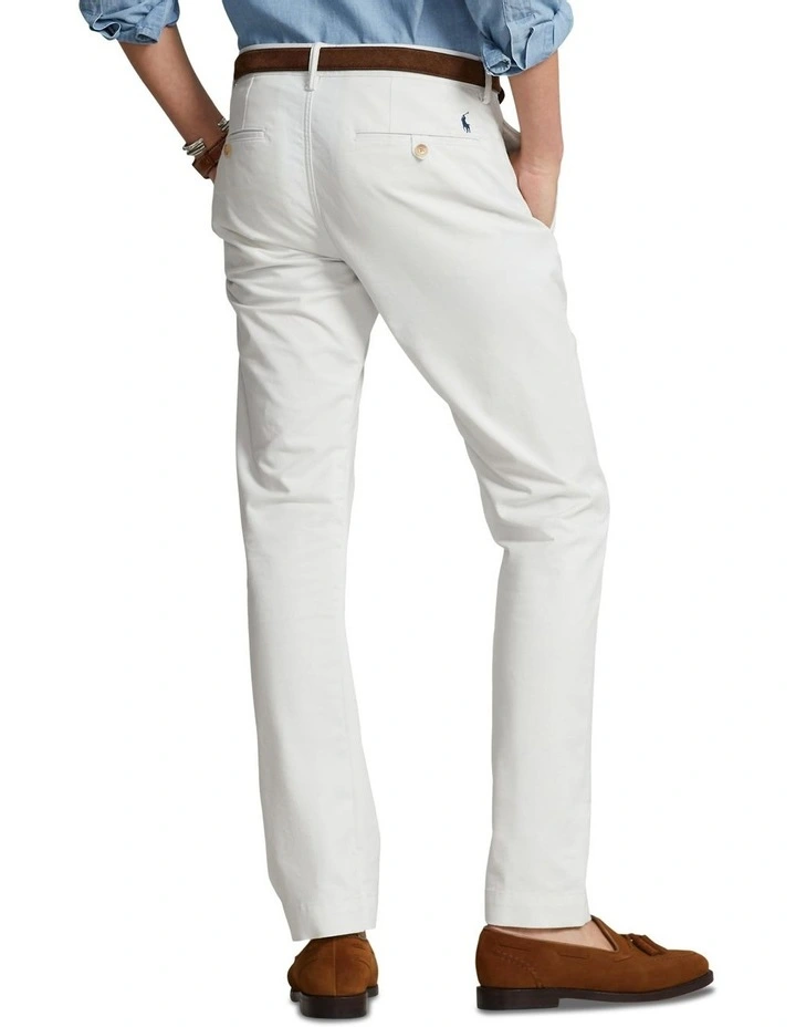 Straight Fit Washed Stretch Chino Pant in White