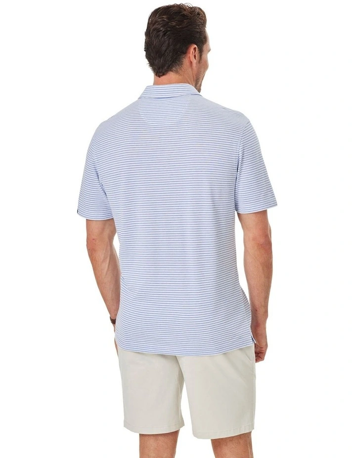 Smart Jacquard Stripe Polo Shirt in Sky Blue