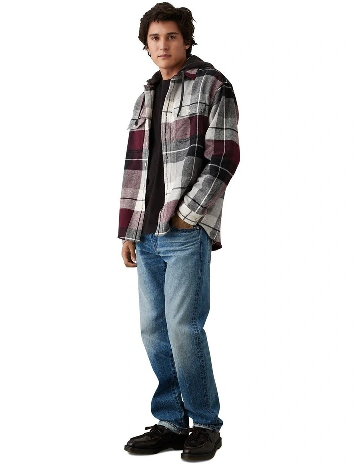 Super Soft Hooded Flannel Shirt in Maroon