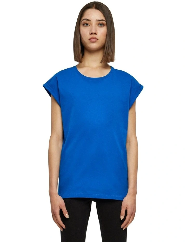 Extended Shoulder Tee in Bright Blue