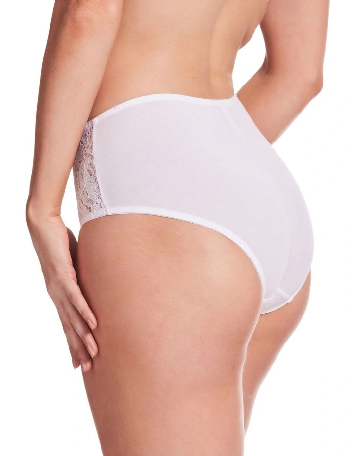 Lace Stretch Cotton Full Brief in White