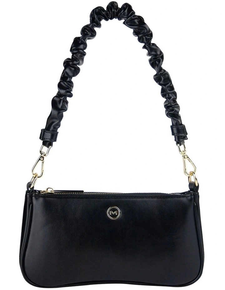 Carly Ruched Strap Shoulder Bag in Black/Lg