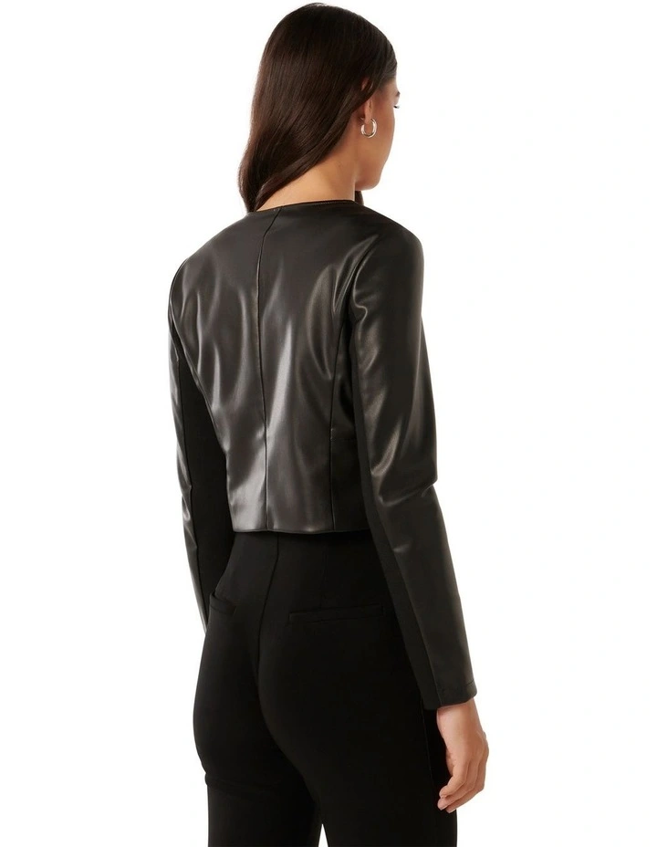 Vikki Vegan Leather Jacket in Black